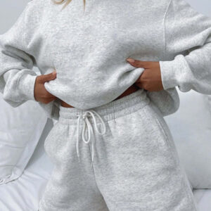 Round-Neck Sweatshirt & Shorts Set